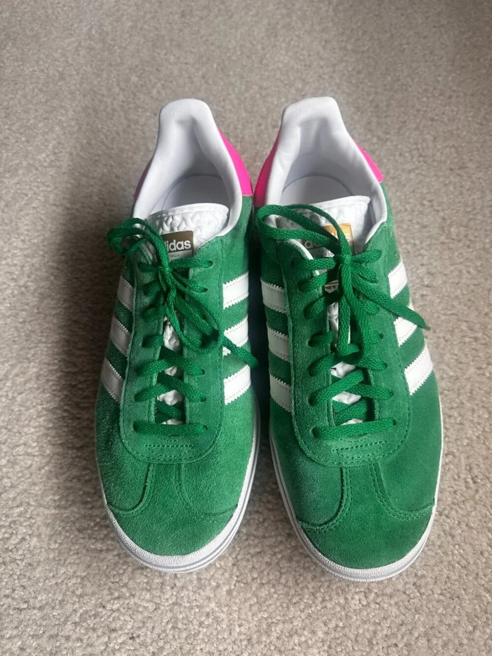Adidas Gazelle Bold green & pink size 9.5!